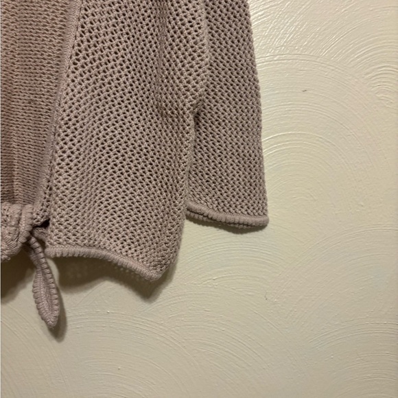 Christopher & Banks Cream Cardigan with Ribbed Knit and Tie-Front - Picture 7 of 8